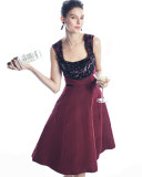 Sleeveless Embellished Fit-&-Flare Dress, Bordeaux