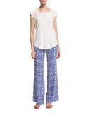 Aryn Printed Wide-Leg Silk Pants