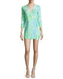 Karlie Printed Wrap Romper, Green Sheen 
