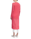 Long Sheer Button-Front Cardigan, Strawberry, Plus Size  