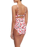 bay of roses underwire smocked one-piece swimsuit