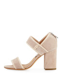 Geo Strappy Suede 85mm Sandal, Ivory