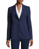 Micro-Jacquard Two-Button Jacket, Marino Blue