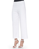 Wide-Leg Interlock Pants, White, Petite 