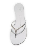 Nuvorock Crystal Flat Thong Sandal, Argento 