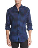 Stan Check Long-Sleeve Shirt, Navy/Black