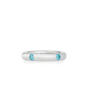18K White Gold Ring with Five Turquoise Stones, Size 6.5
