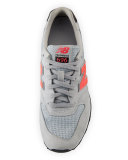 Embossed Leather Sneaker, Gray/Pink