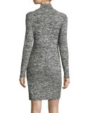 Space-Dye Mock-Neck Sweaterdress, Black