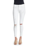 Nico Super-Skinny Distressed Ankle Jeans, White