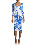 Custom Collection: Serenity 3/4-Sleeve Floral-Print Sheath Dress