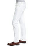 Five-Pocket Straight-Leg Denim Jeans, White