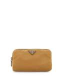 Medium Nylon Triangle Cosmetic Bag, Tobacco