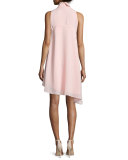 Sleeveless High-Neck Asymmetric Cocktail Dress 