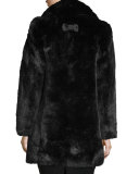 faux-fur two-button coat w/ rhinestones, black