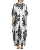 Metallic Floral-Print Lined Boubou/Caftan