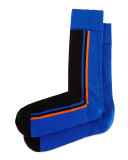 Side-Stripe Knit Socks, Royal/Black