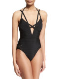 Bandage One-Piece Monokini Swimsuit, Black