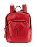 Men's Tonal-Logo Leather Backpack