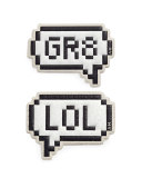 LOL & GR8 Stickers for Handbag, White