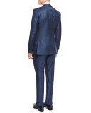 Plaid Two-Piece Wool Suit, Blue
