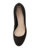 Sydnee Suede Chunky-Heel Pump, Black