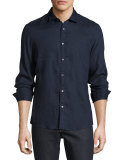 Tailored-Fit Linen Sport Shirt, Navy