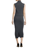 Arra Sleeveless Ribbed Turtleneck Midi Dress, Charcoal