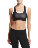 Double-Strap Racing Sports Bra, Black/Blush