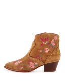 Heidi Embroidered Western Bootie, Russet