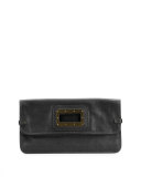 Granada Leather Clutch Bag, Black