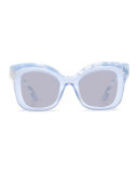 Dauphine Mirrored Flat-Lens Sunglasses, Blue