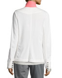City Cotton Contrast Collar Blazer, White/Pink