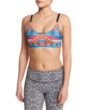 Elastic Graphic Sports Bra Top, Tribal Effect