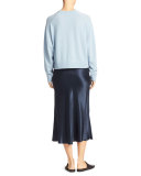 Silk-Satin Bias-Cut Midi-Length Slip Skirt, Black