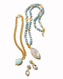 Beaded Aquamarine Necklace w/Marquis Pendant