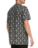Star & Fork Printed Short-Sleeve T-Shirt, Black/White