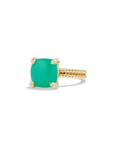 Châtelaine 18k Gold 11mm Chrysoprase Ring w/ Diamonds, Size 6