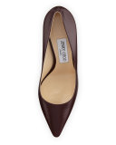 Romy Leather Pointed-Toe 100mm Pump, Burgundy