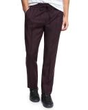 Wool Track Pants with Piping, Navy