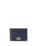 Gancini Icona Saffiano Card Case, Oxford Blue