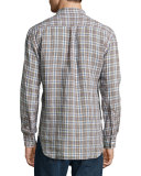Tuscumbia Plaid Linen Shirt, Blue/Brown