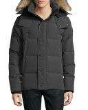Wyndam Down Parka with Fur-Trim Hood, Graphite