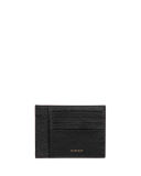 Pebbled Leather Card Case, Black/Blue