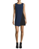 Livvy Asymmetric Colorblock Dress, Midnight/Black