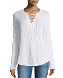 Lola Burnout Slub Lace-Up T-Shirt