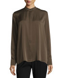 Flyaway-Back Stretch-Silk Blouse