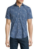 Ocean Traffic Printed Short-Sleeve Sport Shirt, Barchetta Blue