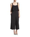 Sleeveless Popover Culotte Jumpsuit, Black