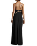 Marilyn Sleeveless Overlap Column Gown, Black